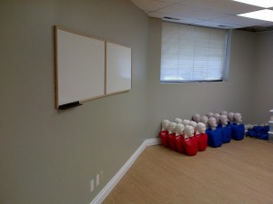 Training room with adult training mannequins